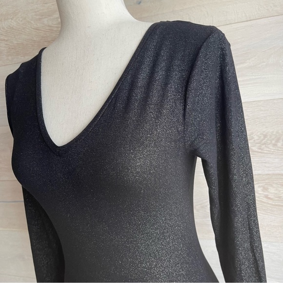 BODYSUIT Sparkly Black Leotard stretch size S - M TEZENIS Italy - Picture 2 of 12